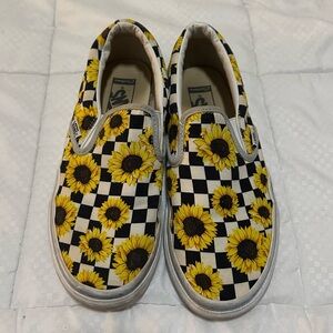 Vans Custom Sunflower Checkered Slip-On Sneakers